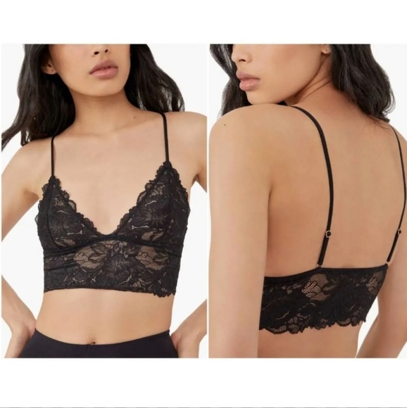 Free People-2pk Everyday Long Line Bralettes (Black)-M - Picture 1 of 2